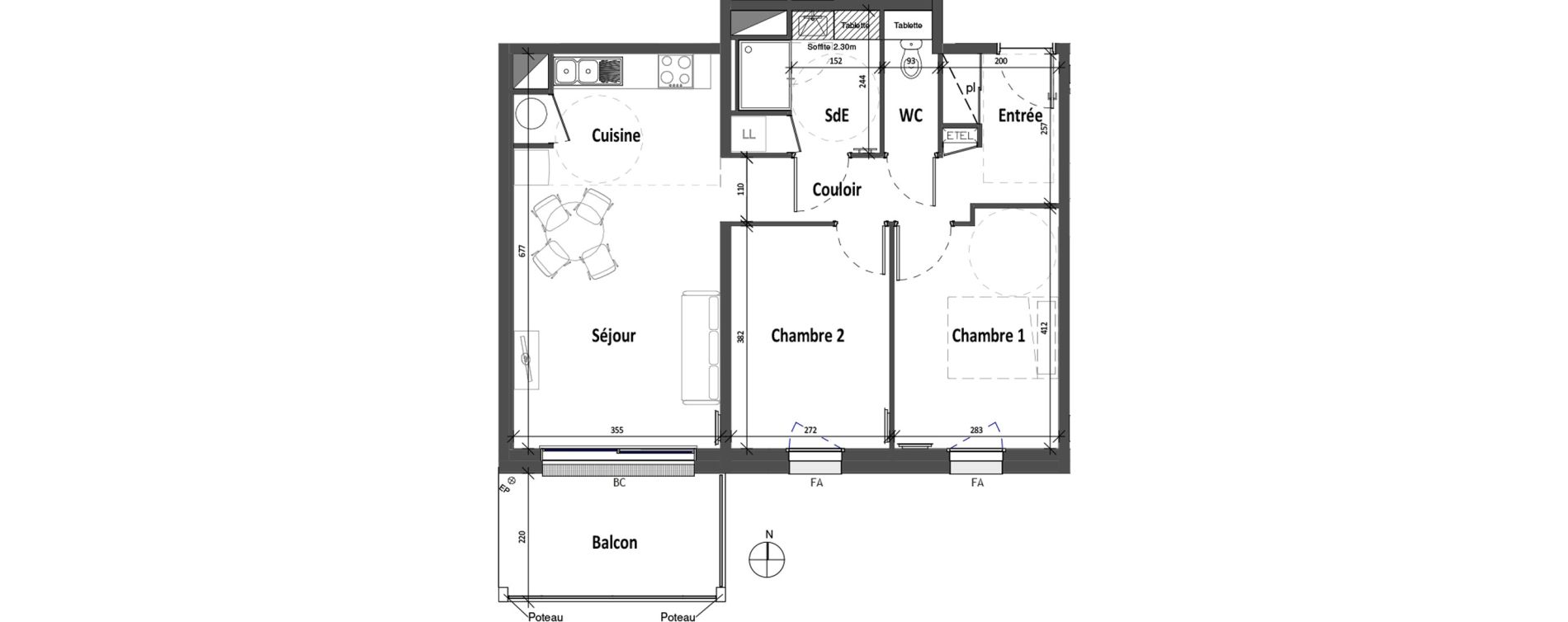Appartement T3 de 61,39 m2 &agrave; Angers Croix blanche