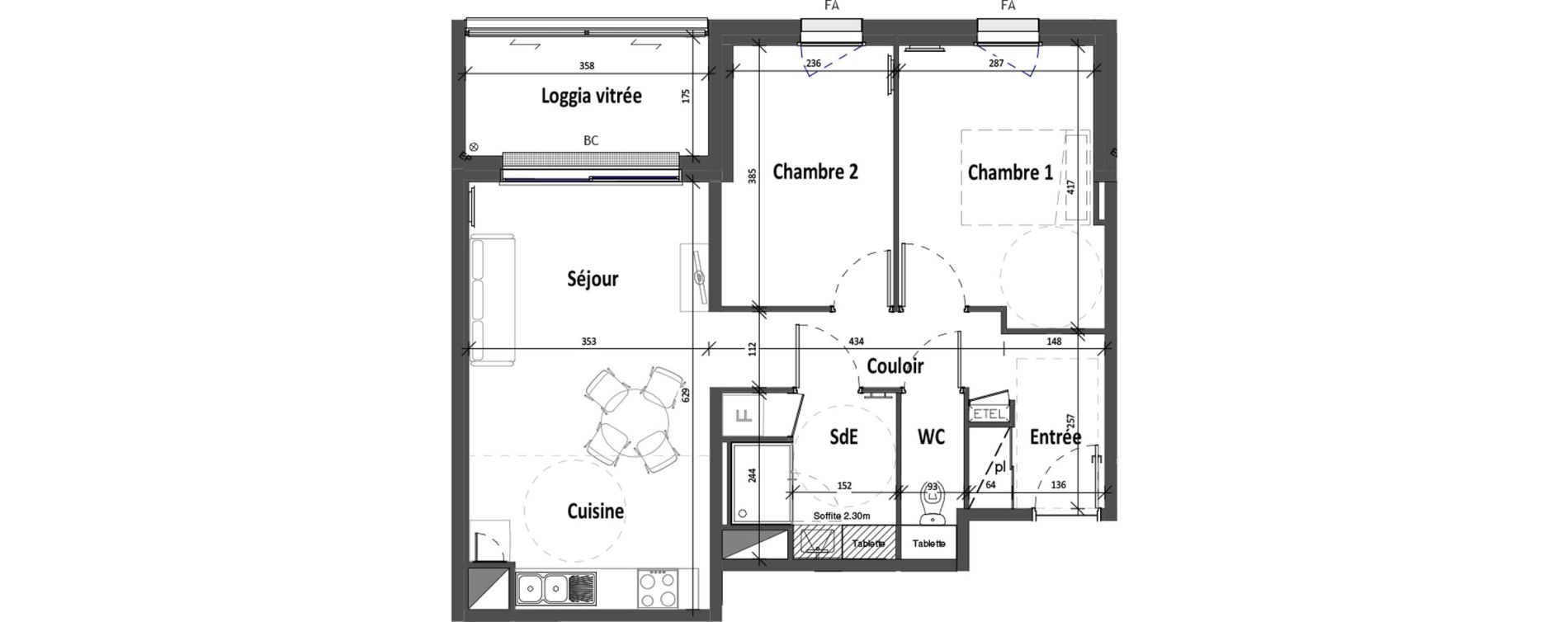 Appartement T3 de 59,30 m2 &agrave; Angers Croix blanche