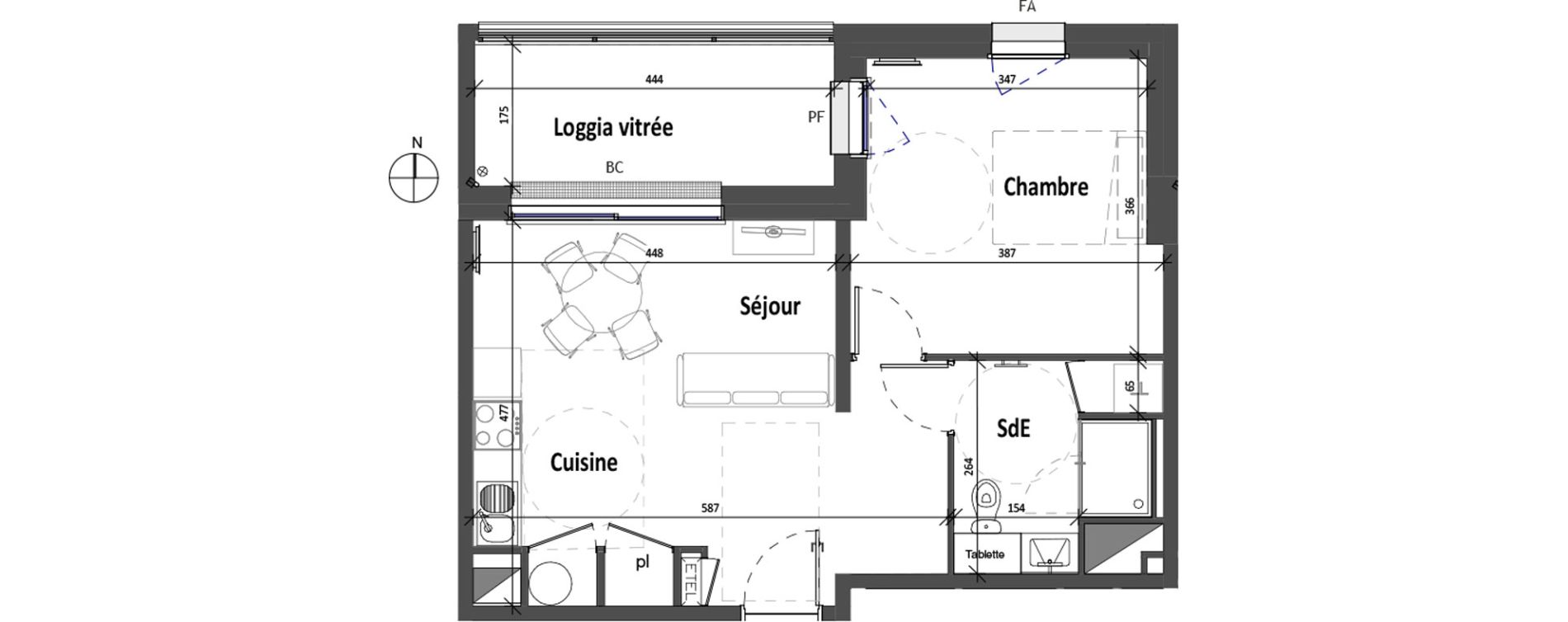 Appartement T2 de 42,94 m2 &agrave; Angers Croix blanche