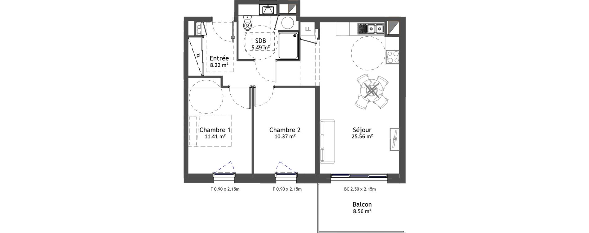Appartement T3 de 61,04 m2 &agrave; Angers Croix blanche