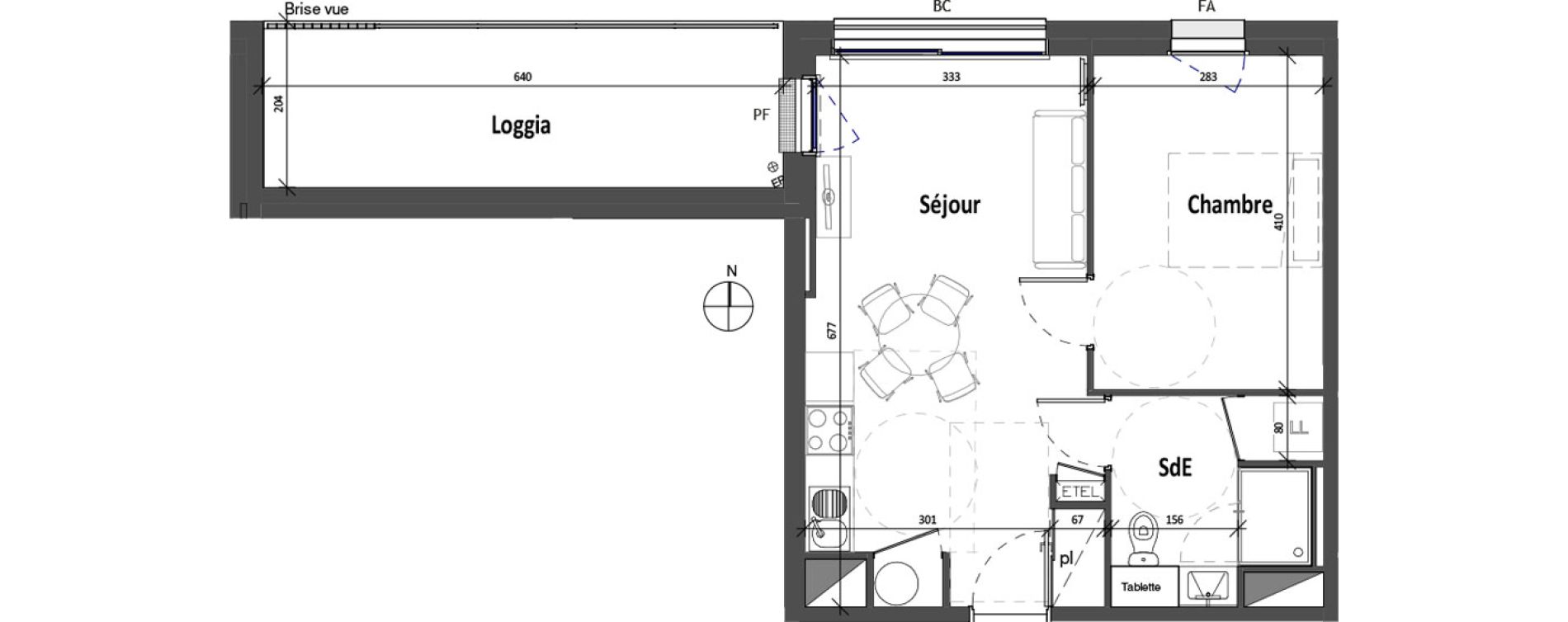 Appartement T2 de 39,91 m2 &agrave; Angers Croix blanche