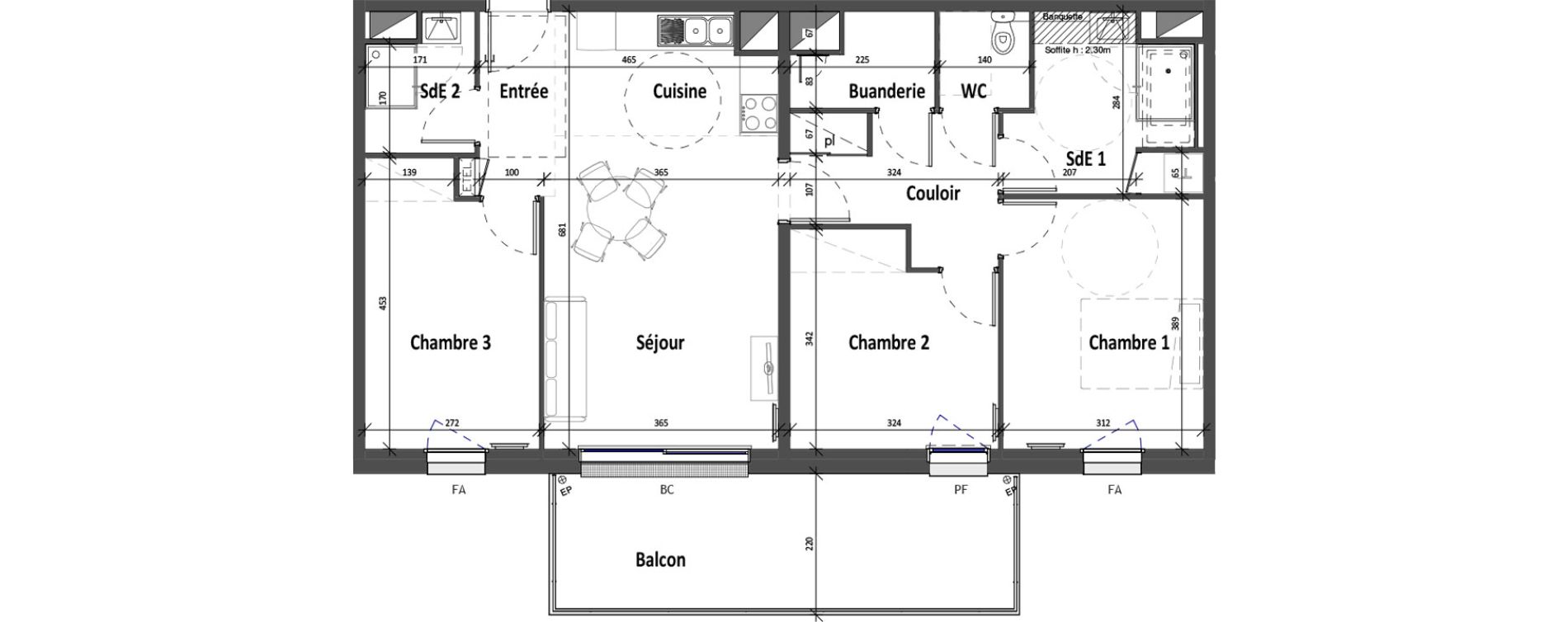 Appartement T4 de 83,01 m2 &agrave; Angers Croix blanche