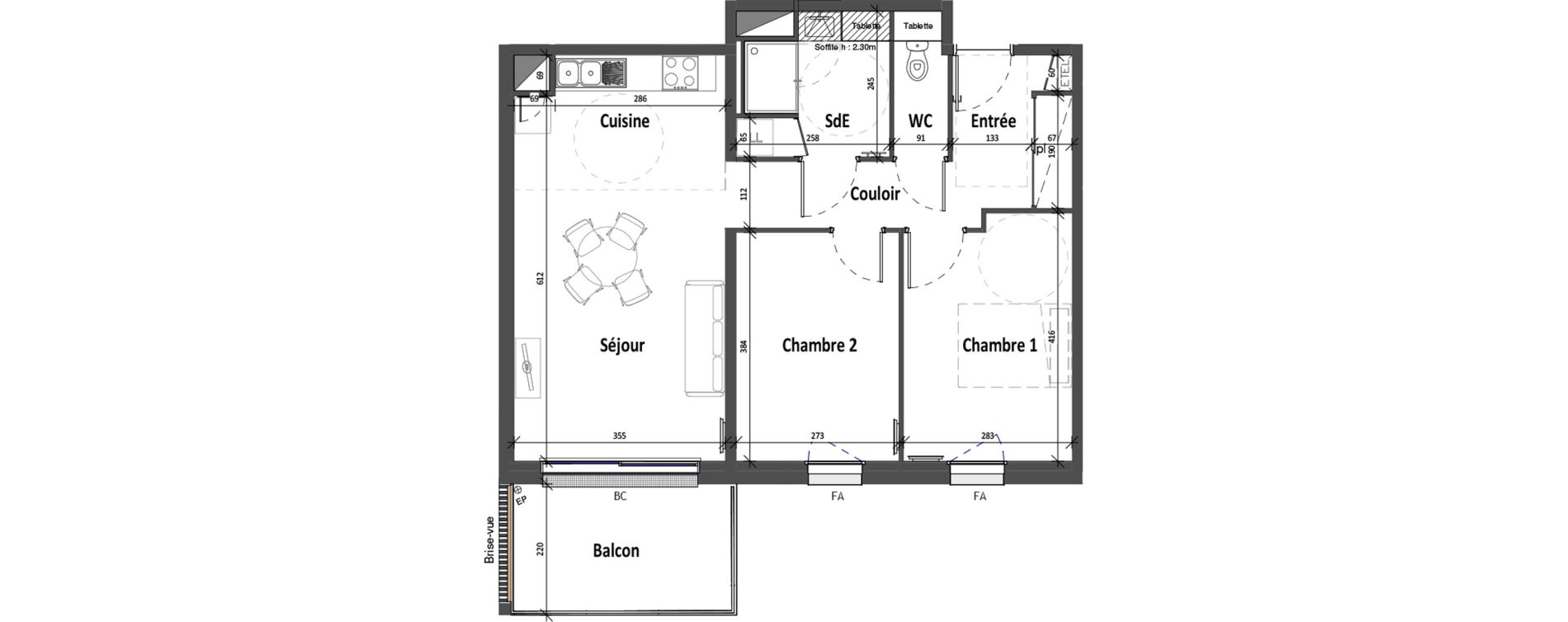 Appartement T3 de 61,71 m2 &agrave; Angers Croix blanche