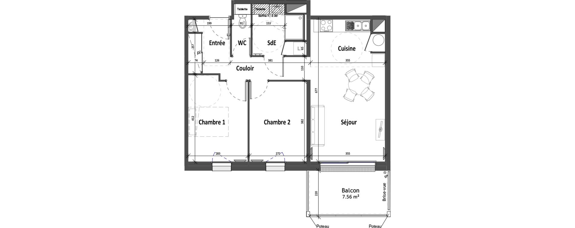 Appartement T3 de 61,23 m2 &agrave; Angers Croix blanche
