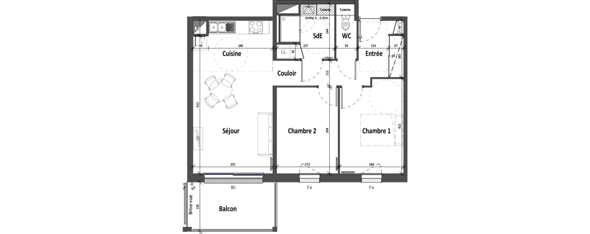 Appartement T3 de 61,72 m2 &agrave; Angers Croix blanche