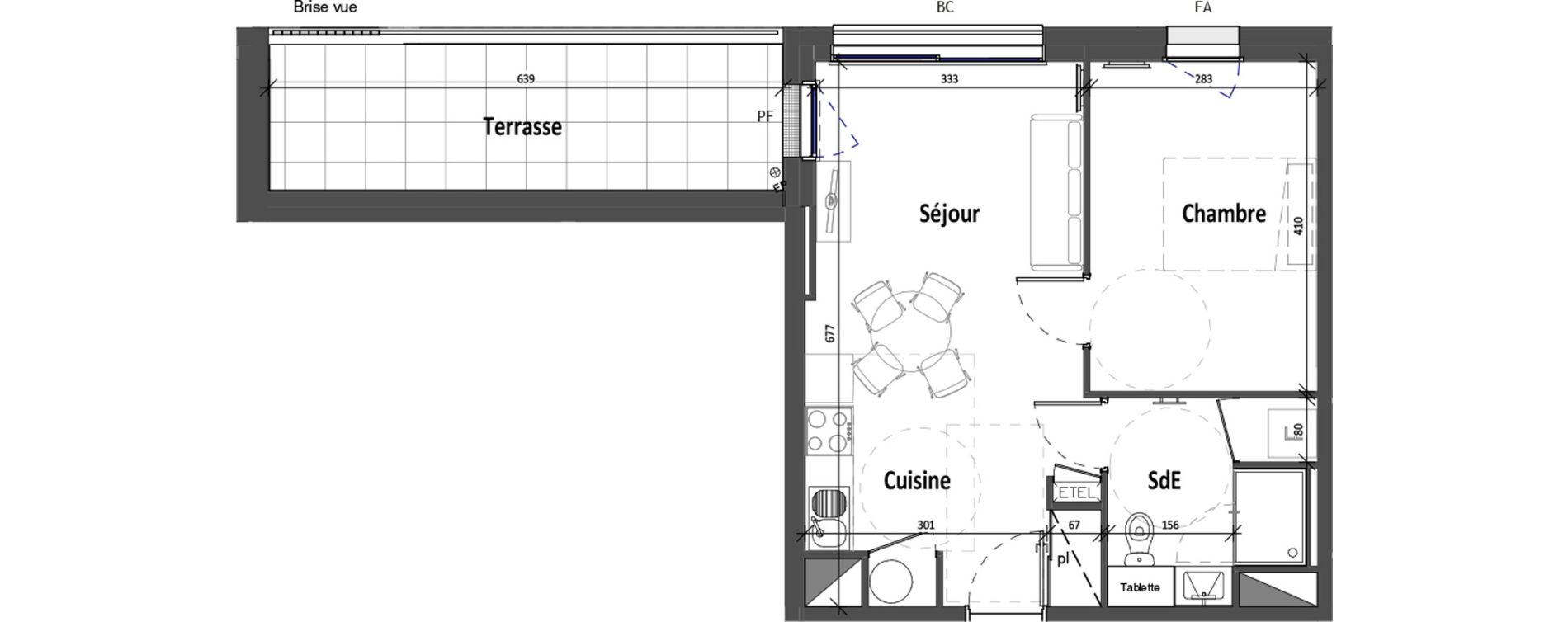 Appartement T2 de 39,96 m2 &agrave; Angers Croix blanche