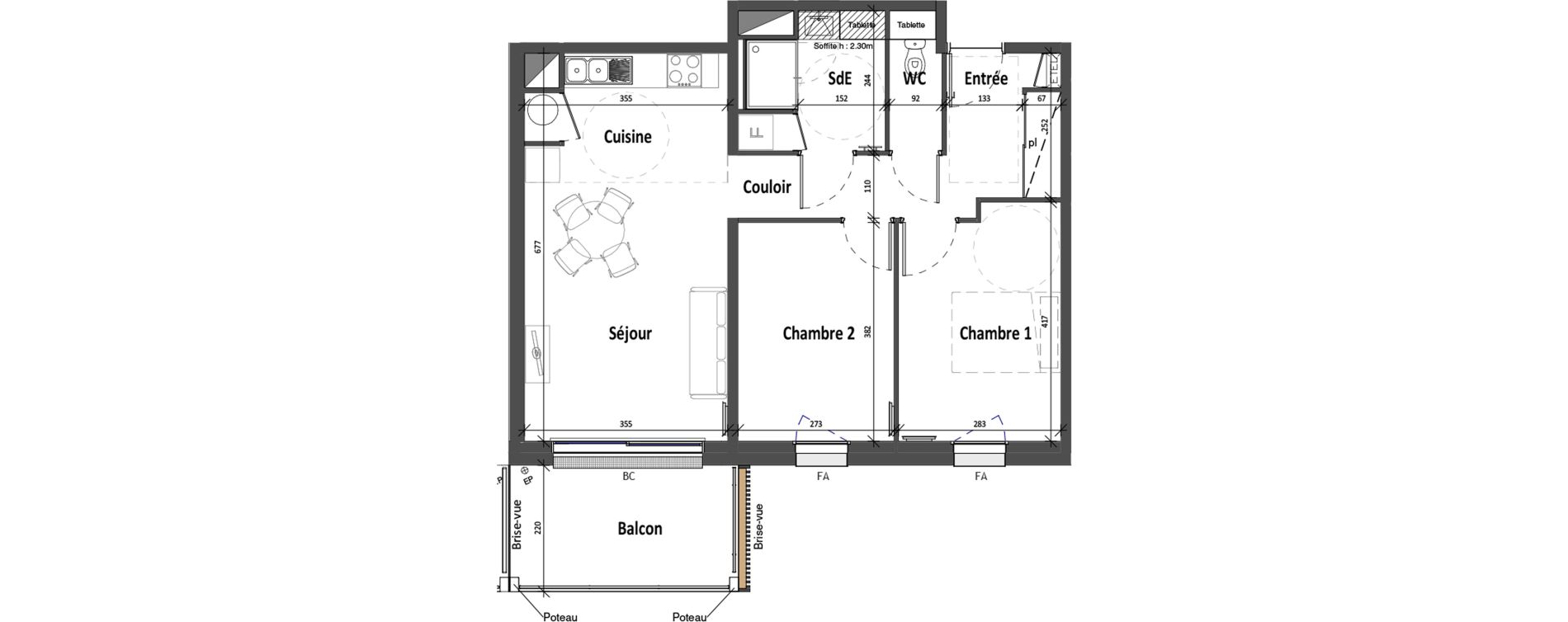 Appartement T3 de 61,48 m2 &agrave; Angers Croix blanche