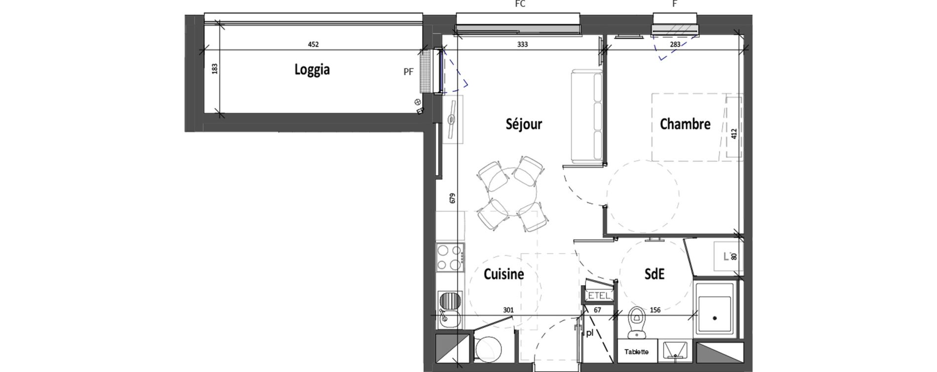 Appartement T2 de 40,09 m2 &agrave; Angers Croix blanche