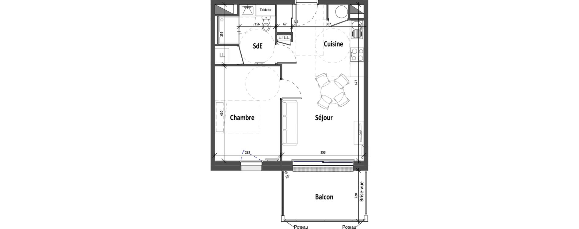 Appartement T2 de 40,84 m2 &agrave; Angers Croix blanche