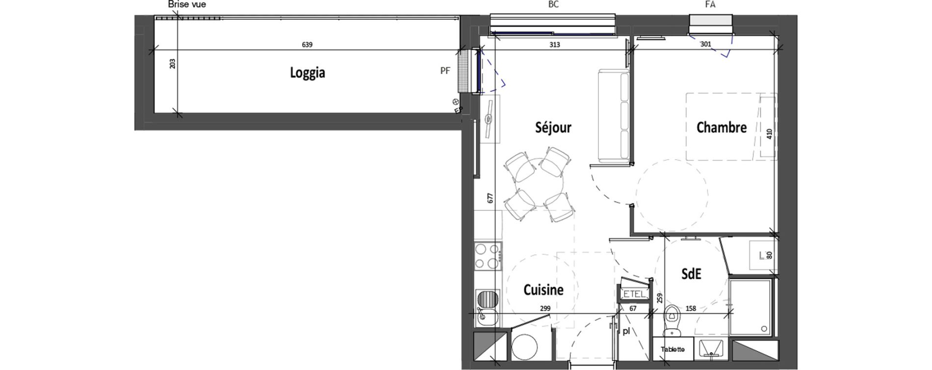 Appartement T2 de 39,89 m2 &agrave; Angers Croix blanche