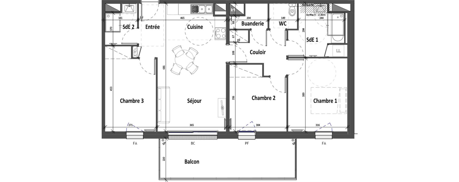 Appartement T4 de 81,86 m2 &agrave; Angers Croix blanche