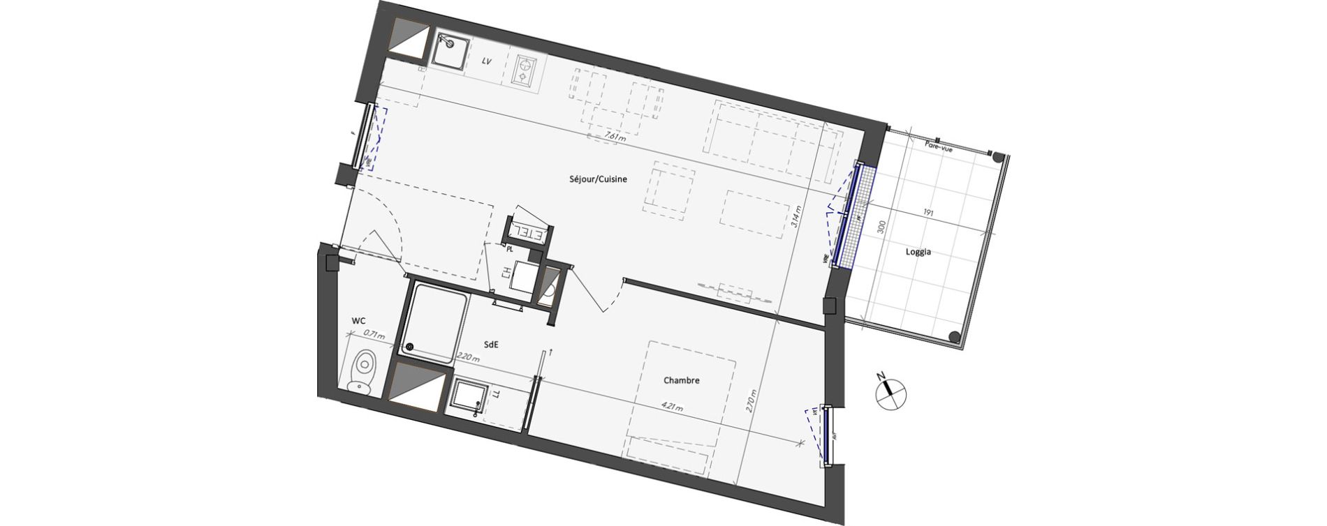 Appartement T2 de 43,02 m2 &agrave; Angers Copernic