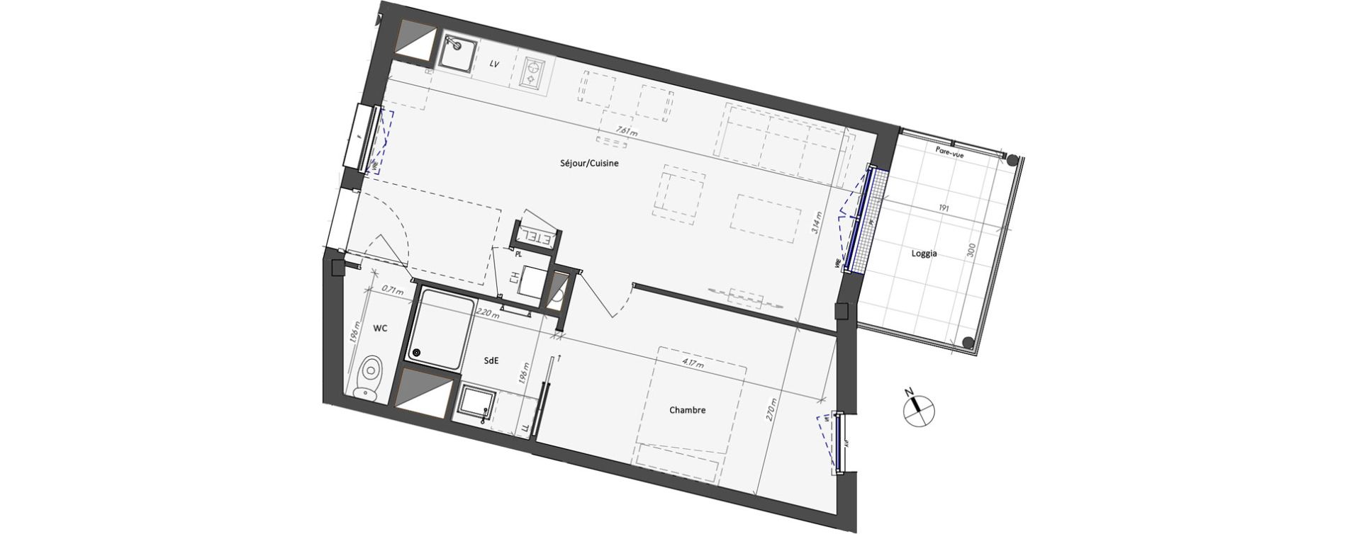 Appartement T2 de 43,06 m2 &agrave; Angers Copernic