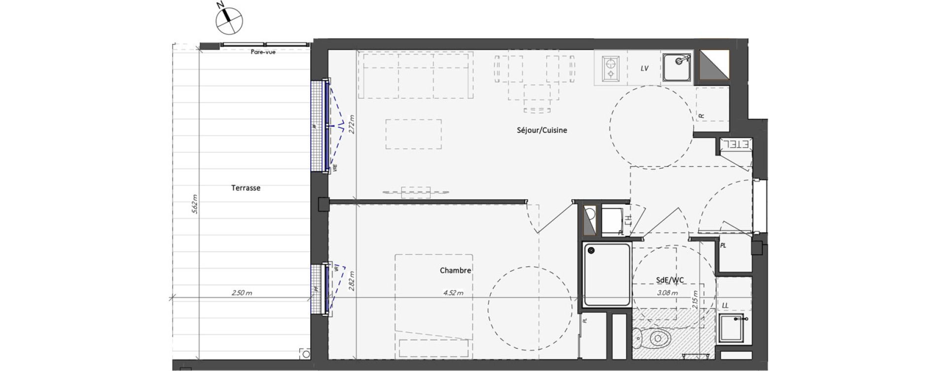 Appartement T2 de 40,08 m2 &agrave; Angers Copernic