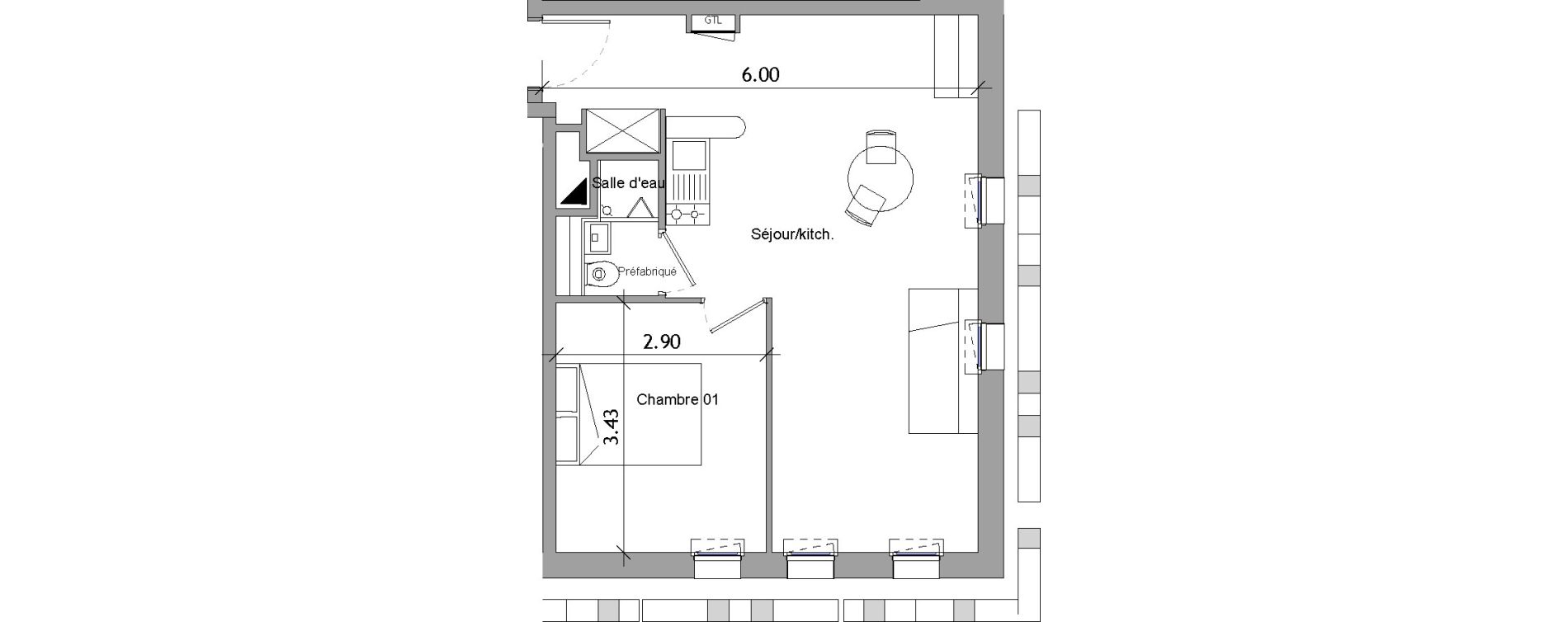 Appartement T2 de 41,63 m2 &agrave; Angers Les capucins