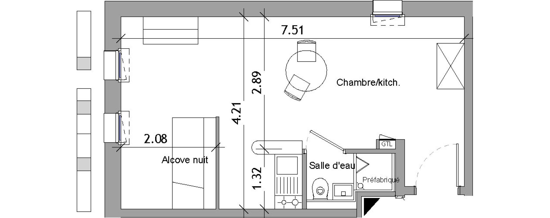 Appartement T1 bis de 29,58 m2 &agrave; Angers Les capucins
