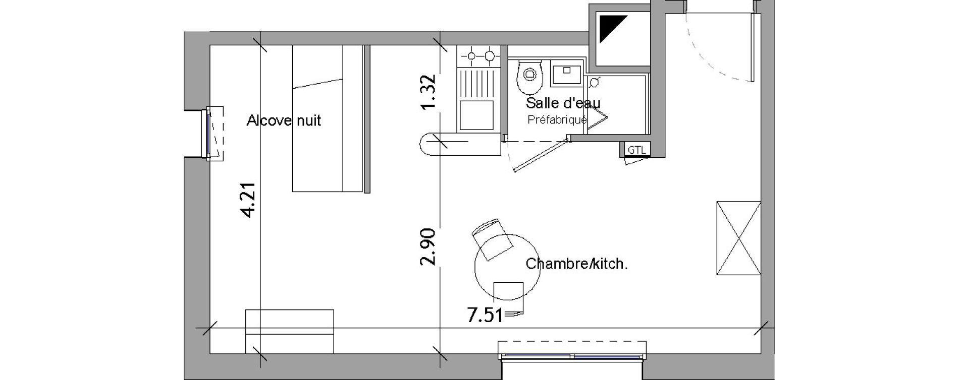 Appartement T1 bis de 30,81 m2 &agrave; Angers Les capucins