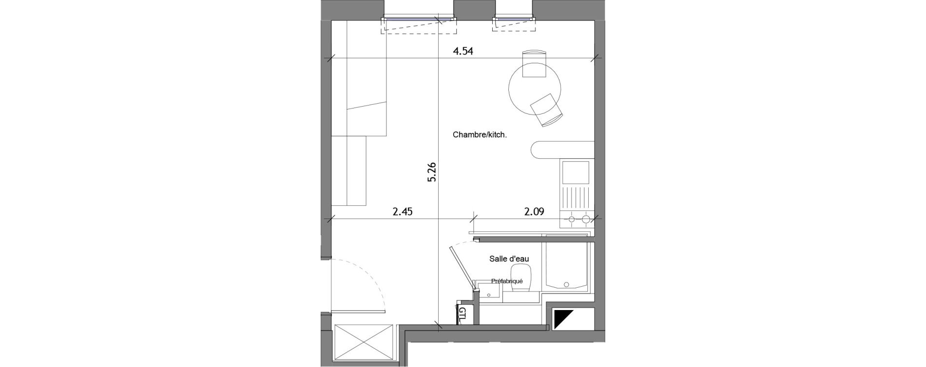 Appartement T1 de 23,48 m2 &agrave; Angers Les capucins