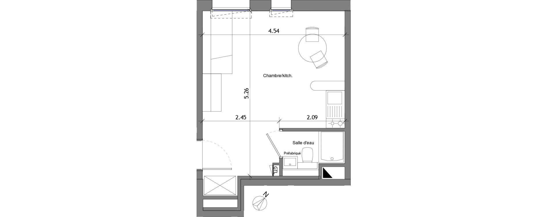 Appartement T1 de 23,48 m2 &agrave; Angers Les capucins