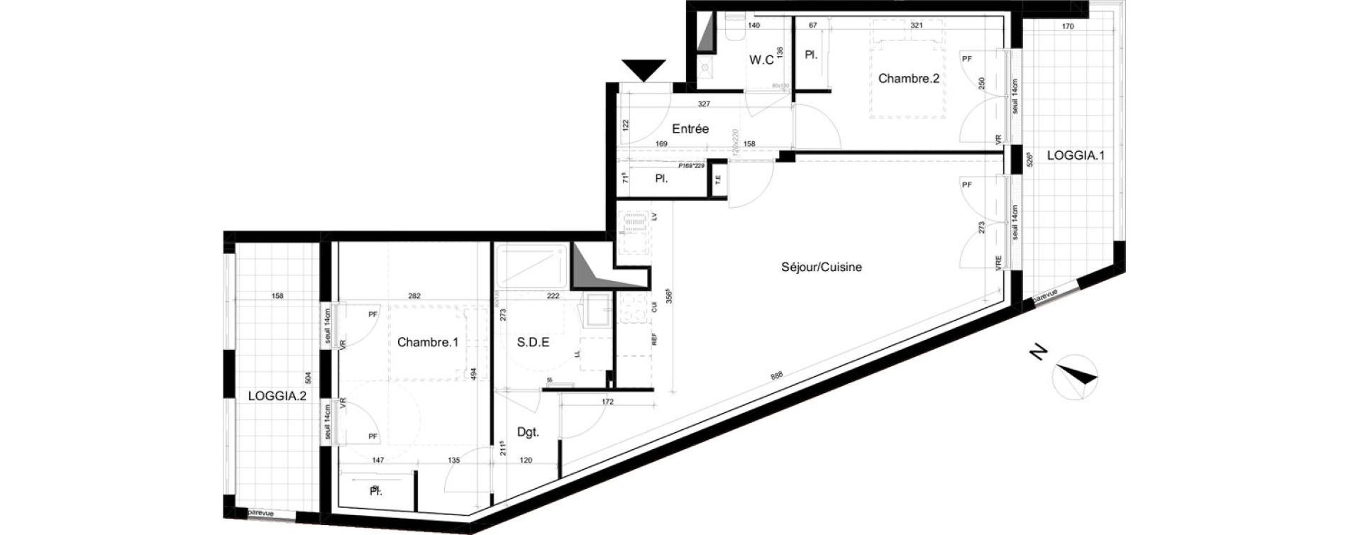 Appartement T3 de 67,89 m2 &agrave; Angers Deux-croix banchais