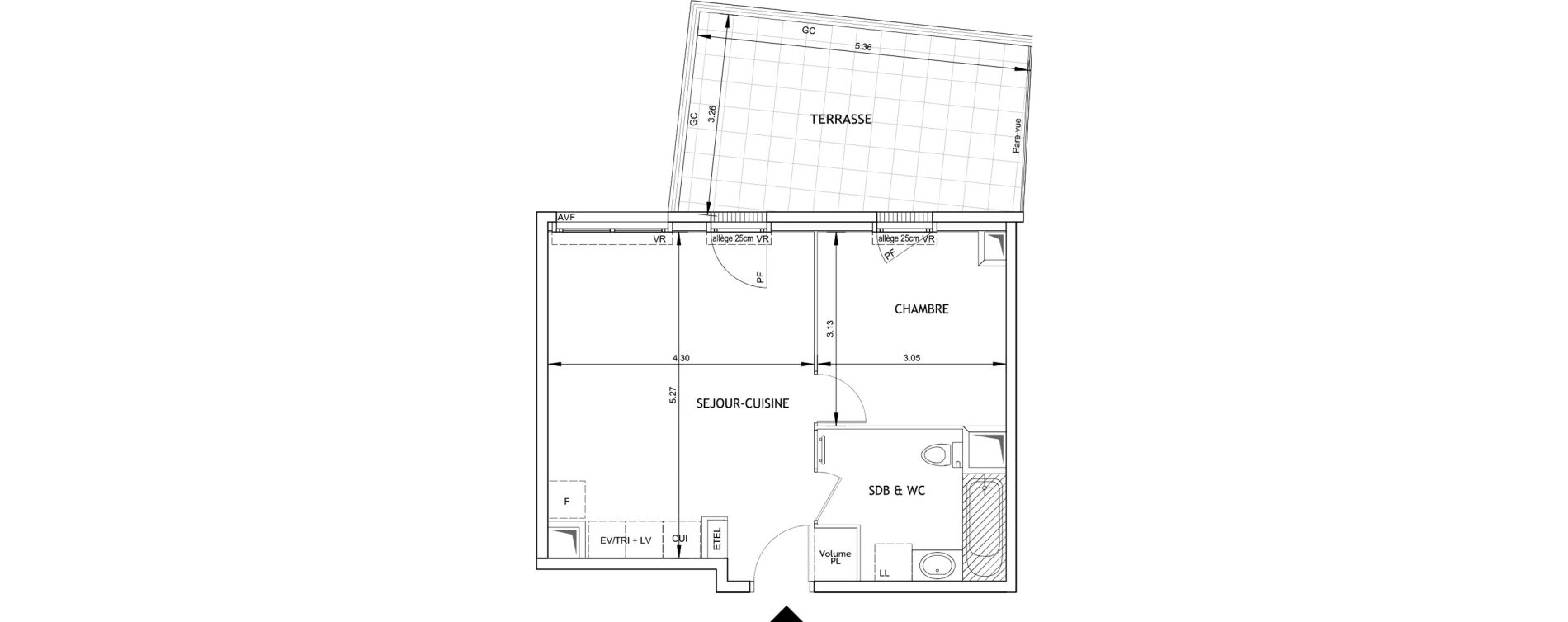 Appartement T2 de 38,89 m2 &agrave; Angers Luther king