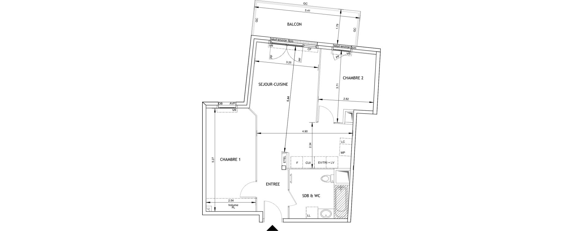 Appartement T3 de 57,36 m2 &agrave; Angers Luther king