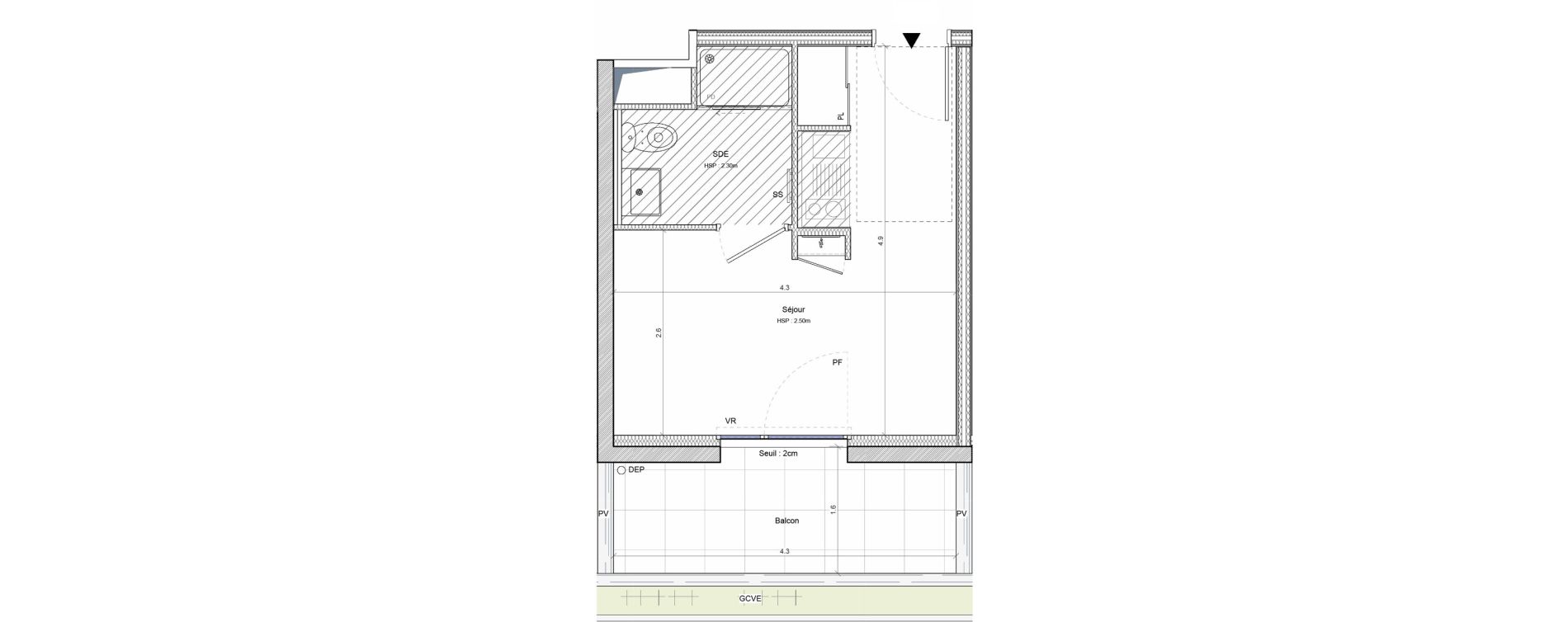 Studio meubl&eacute; de 19,58 m2 &agrave; Angers G&acirc;te-argent