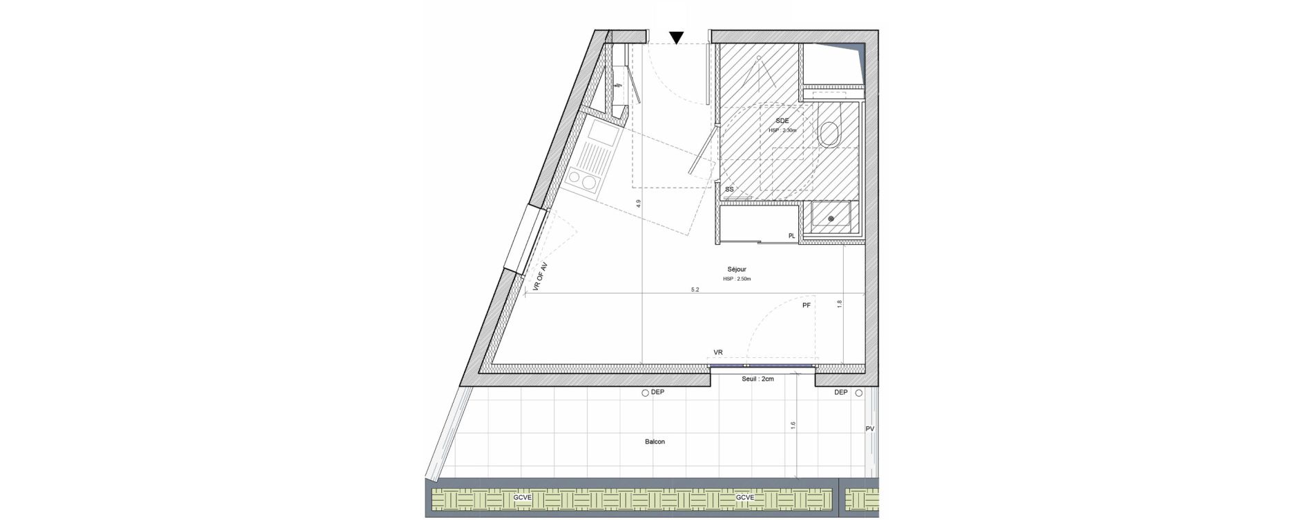 Studio meubl&eacute; de 21,29 m2 &agrave; Angers G&acirc;te-argent