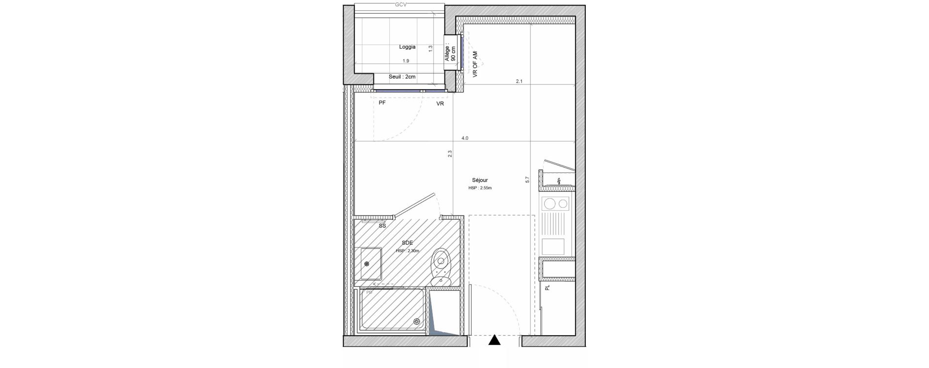 Studio meubl&eacute; de 19,20 m2 &agrave; Angers G&acirc;te-argent