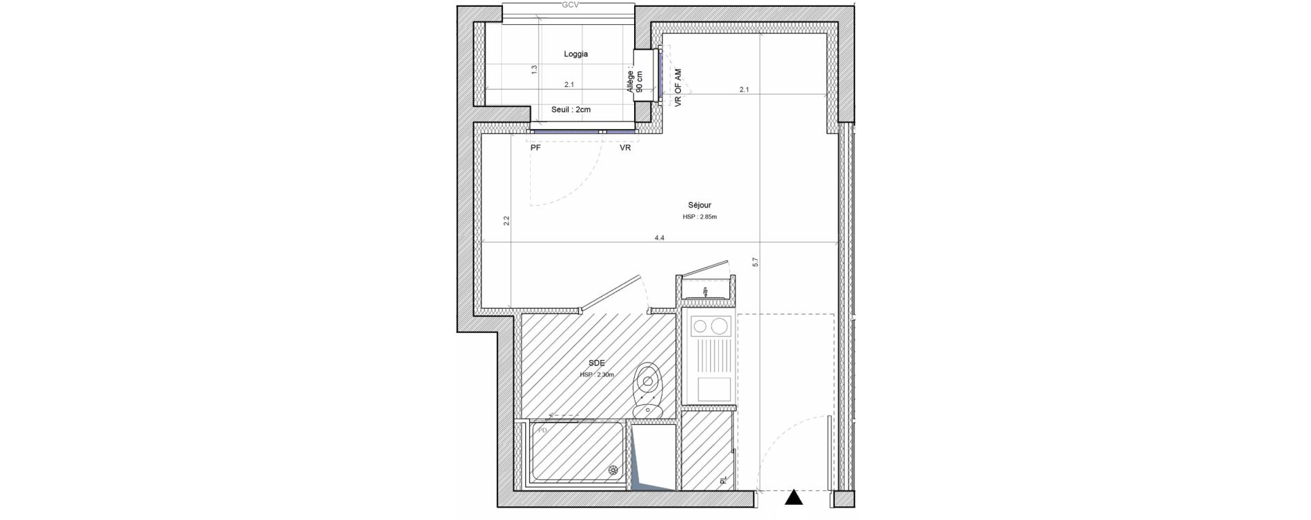 Studio meubl&eacute; de 20,76 m2 &agrave; Angers G&acirc;te-argent