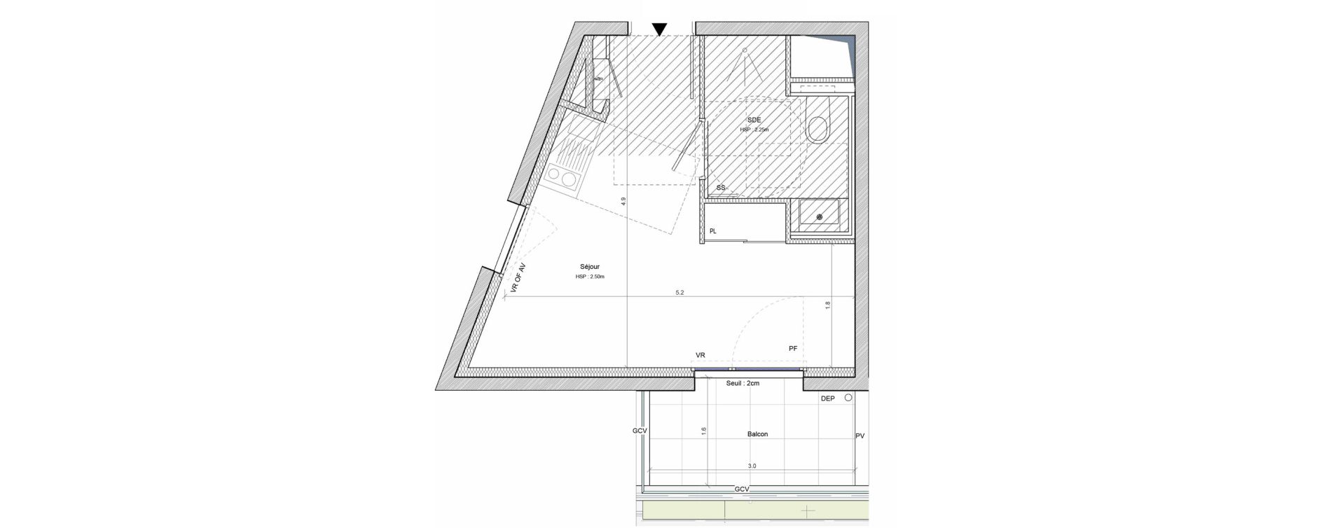 Studio meubl&eacute; de 21,29 m2 &agrave; Angers G&acirc;te-argent