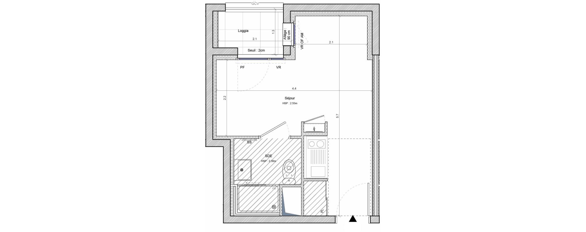 Studio meubl&eacute; de 20,09 m2 &agrave; Angers G&acirc;te-argent