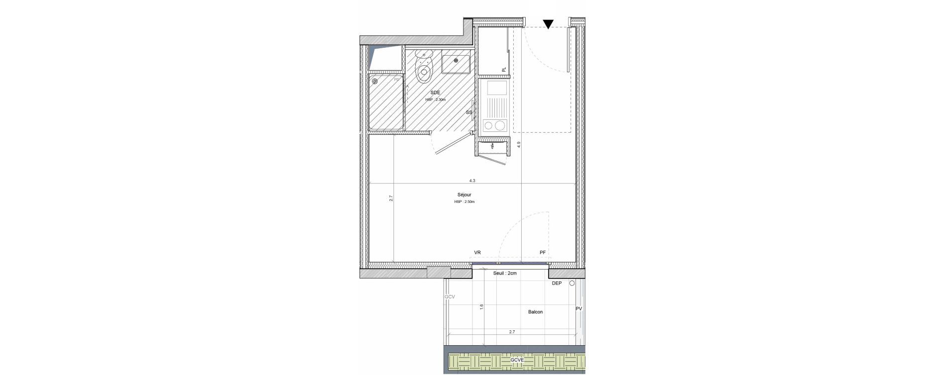 Studio meubl&eacute; de 19,14 m2 &agrave; Angers G&acirc;te-argent