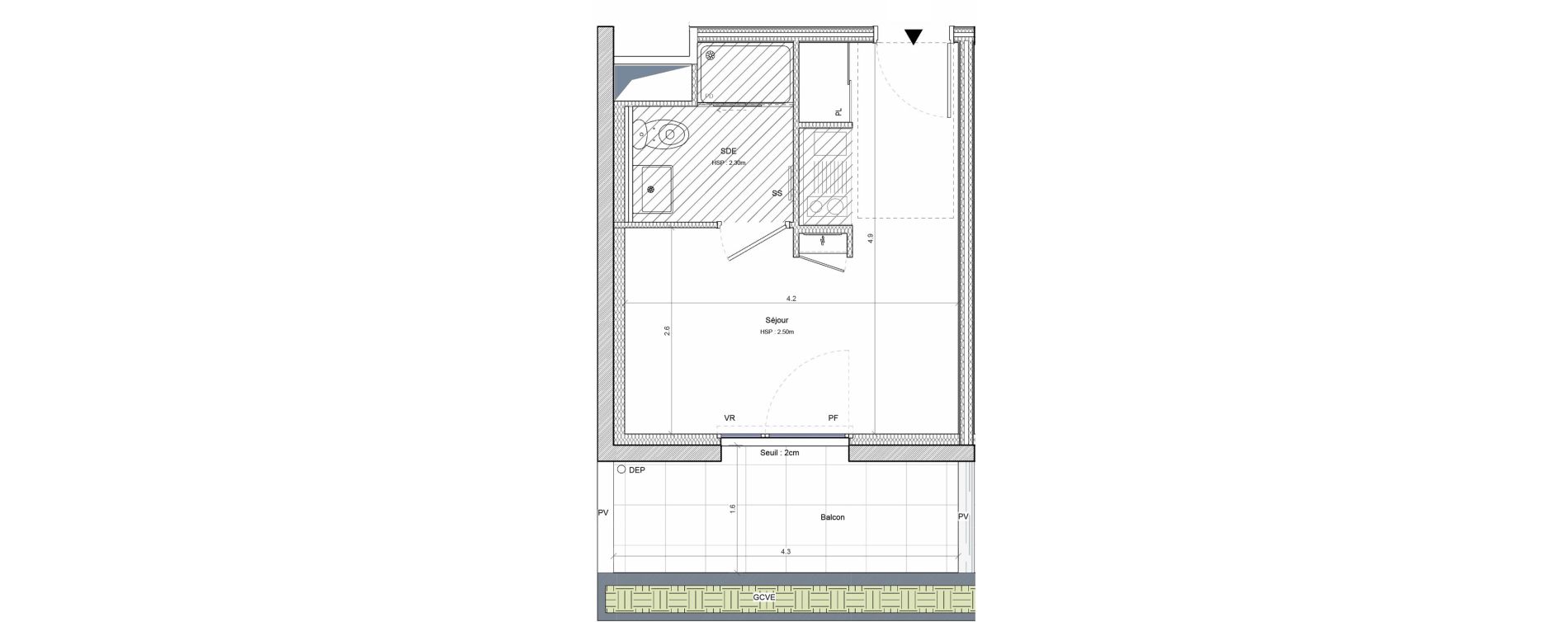 Studio meubl&eacute; de 19,01 m2 &agrave; Angers G&acirc;te-argent