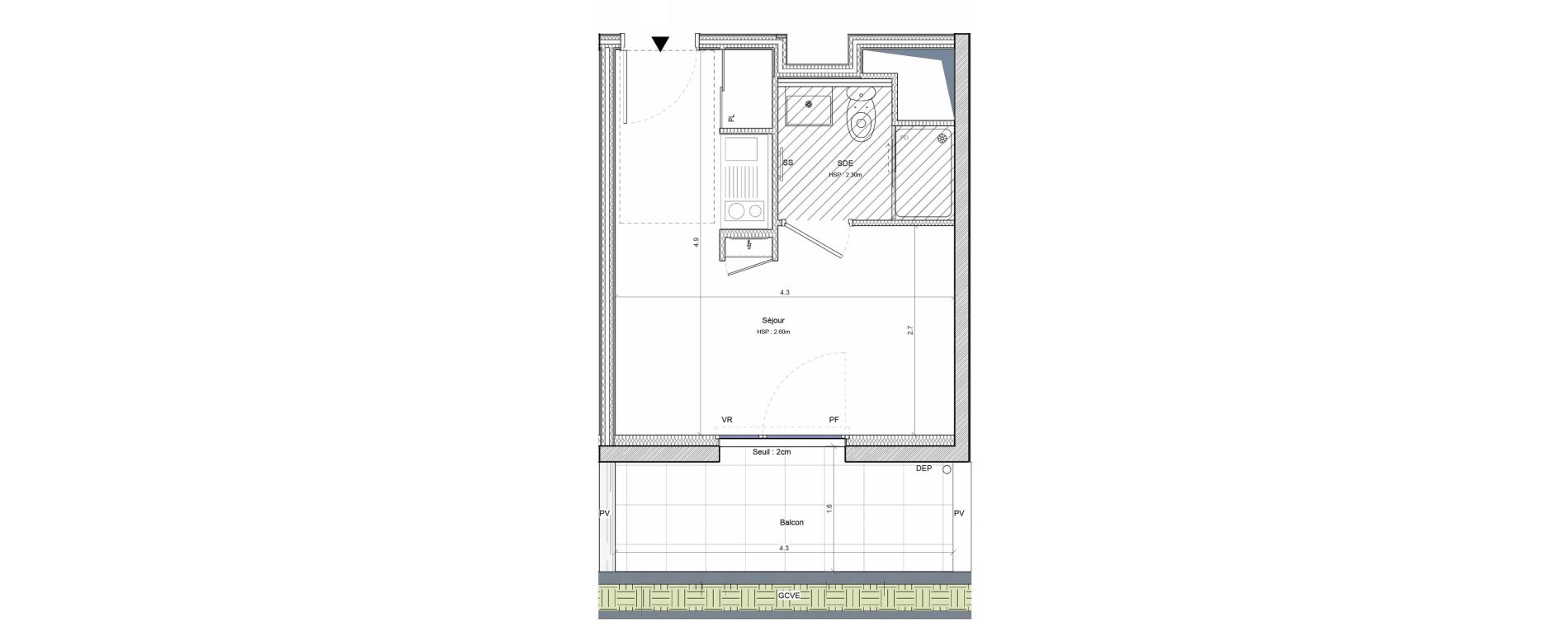 Studio meubl&eacute; de 19,10 m2 &agrave; Angers G&acirc;te-argent