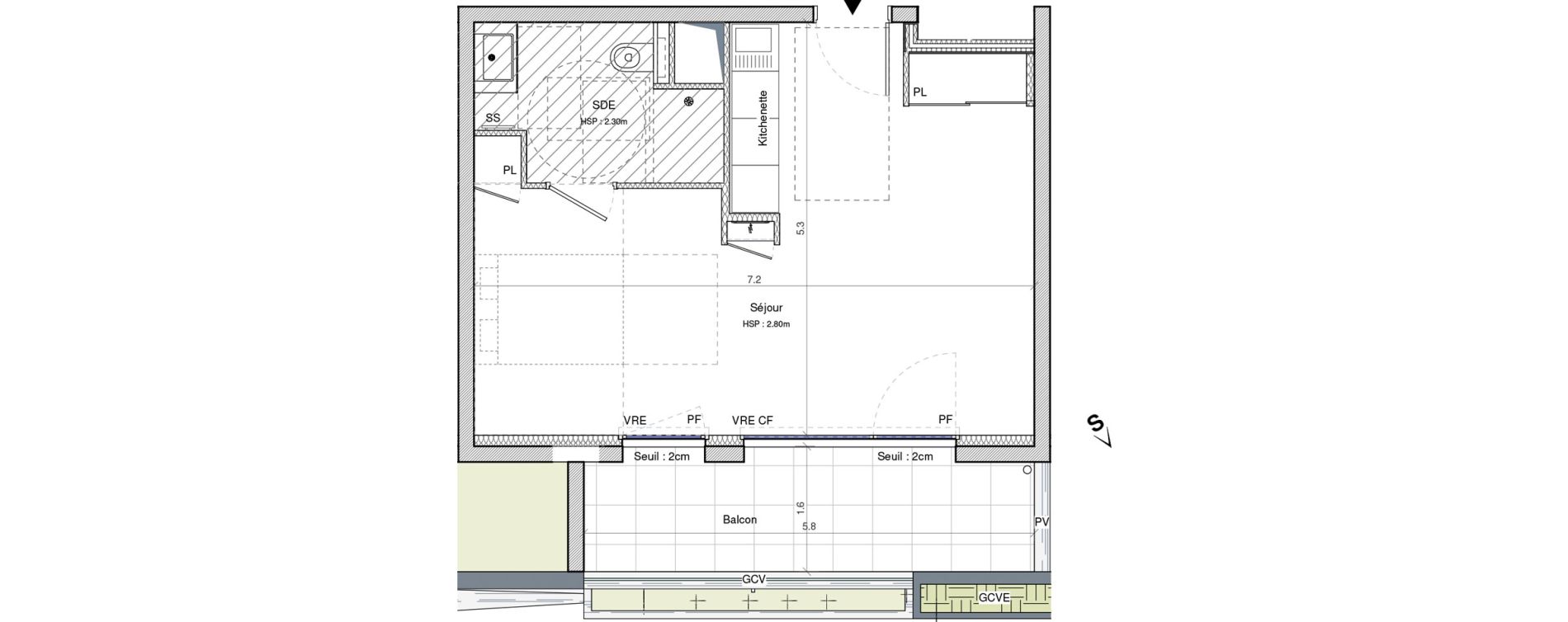 Studio meubl&eacute; de 35,54 m2 &agrave; Angers G&acirc;te-argent