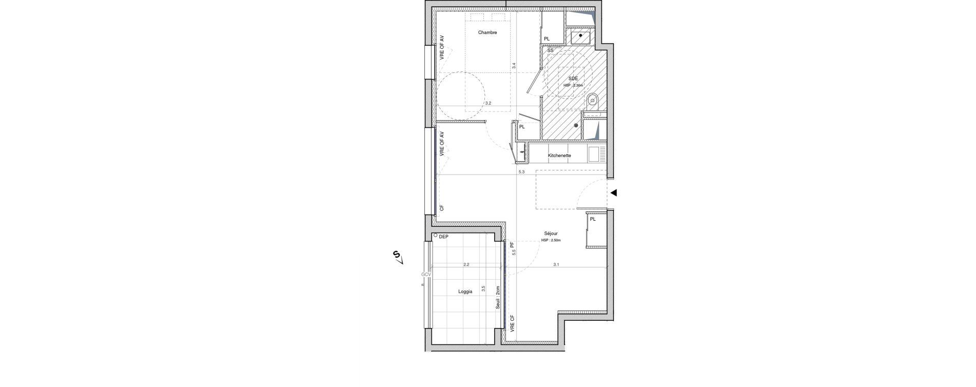 Appartement T2 meubl&eacute; de 41,90 m2 &agrave; Angers G&acirc;te-argent