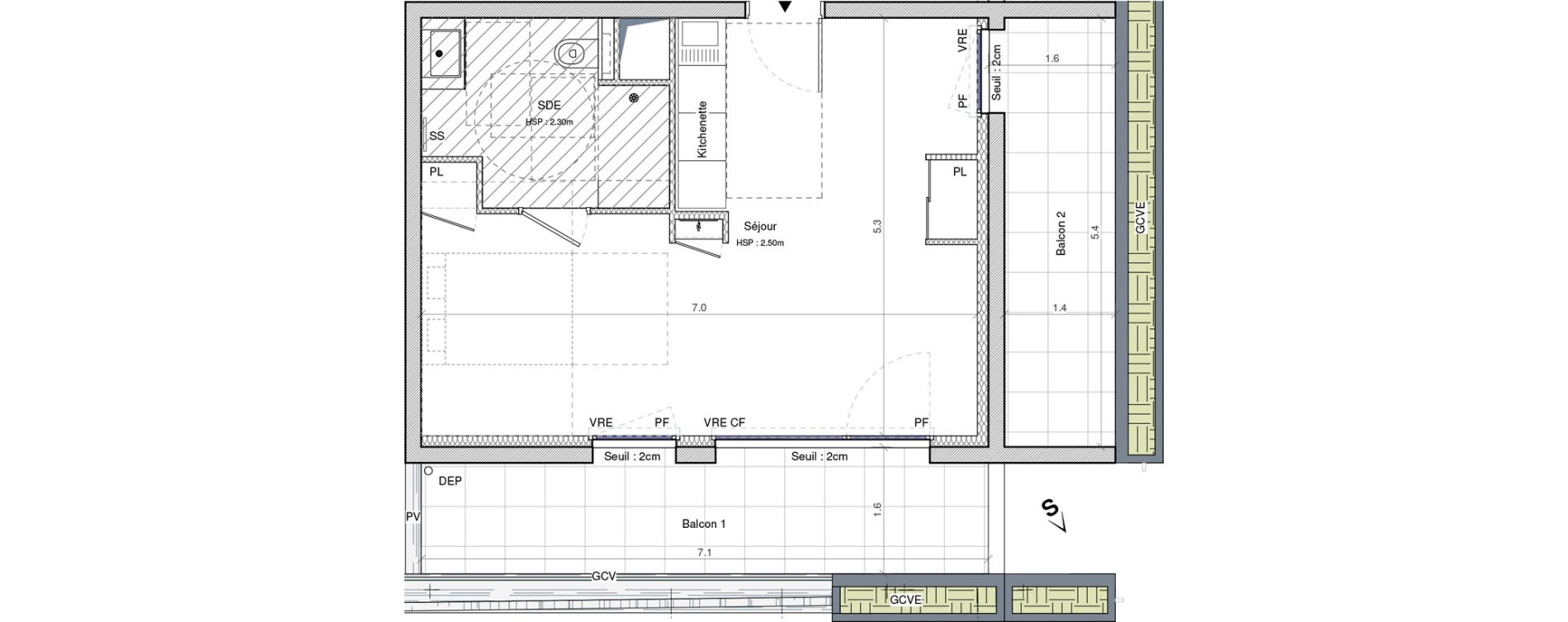 Studio meubl&eacute; de 35,36 m2 &agrave; Angers G&acirc;te-argent