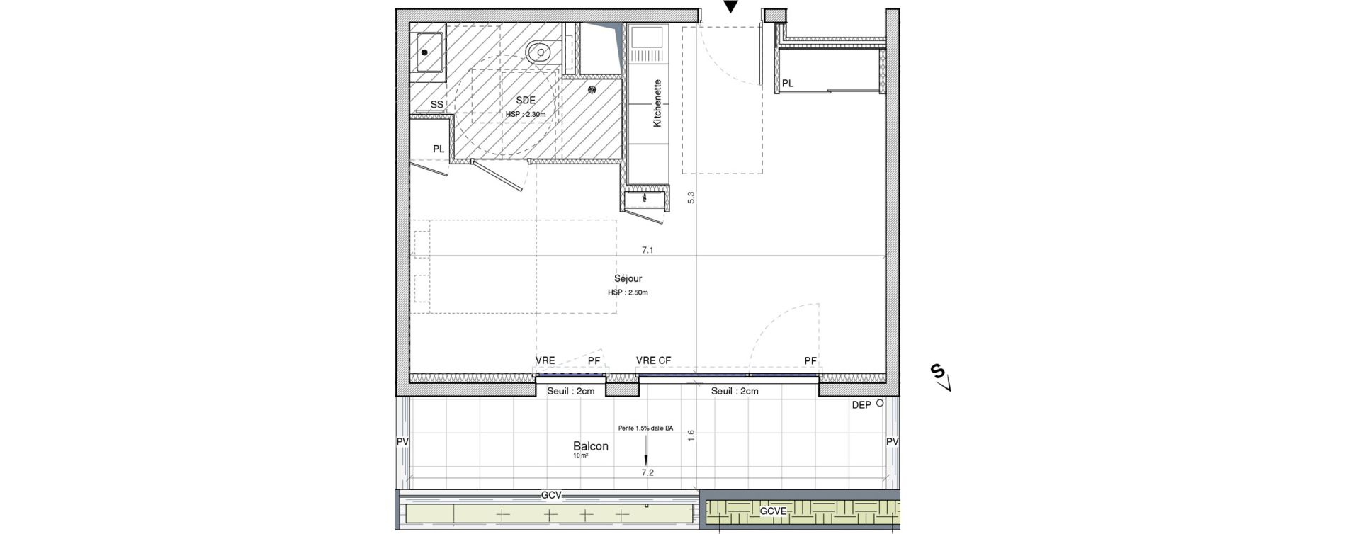 Studio meubl&eacute; de 35,54 m2 &agrave; Angers G&acirc;te-argent