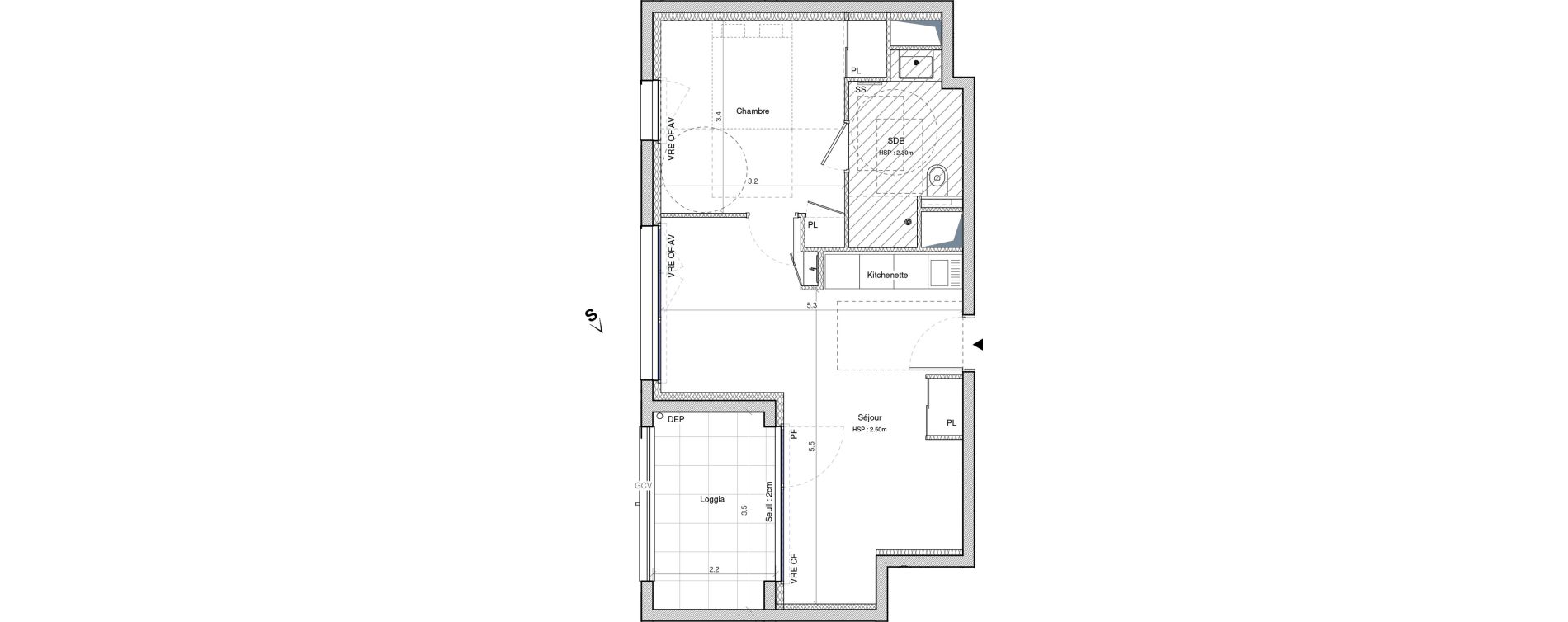 Appartement T2 meubl&eacute; de 41,90 m2 &agrave; Angers G&acirc;te-argent