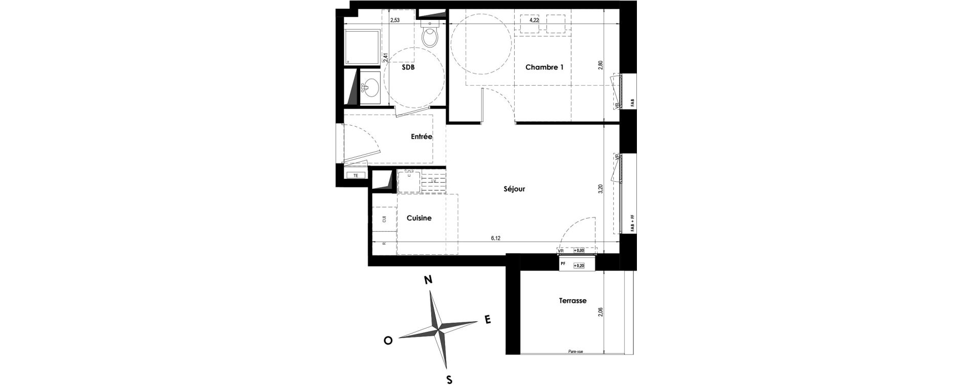 Appartement T2 de 38,23 m2 &agrave; Angers Les capucins