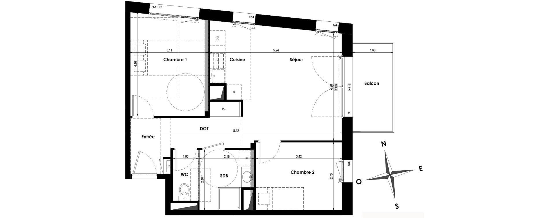Appartement T3 de 57,25 m2 &agrave; Angers Les capucins