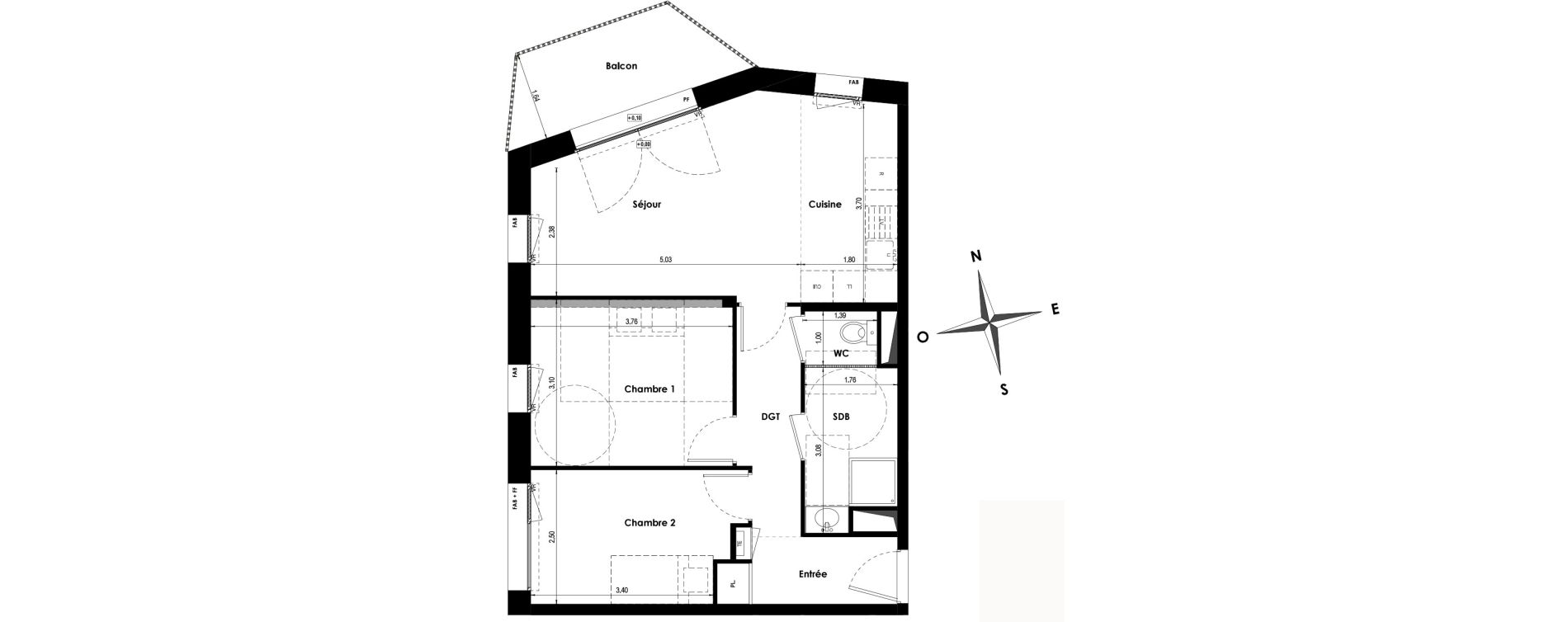 Appartement T3 de 59,00 m2 &agrave; Angers Les capucins