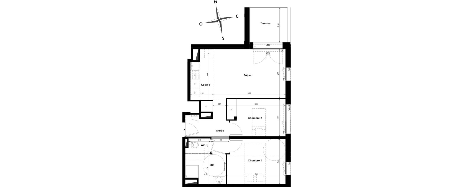 Appartement T3 de 56,95 m2 &agrave; Angers Les capucins