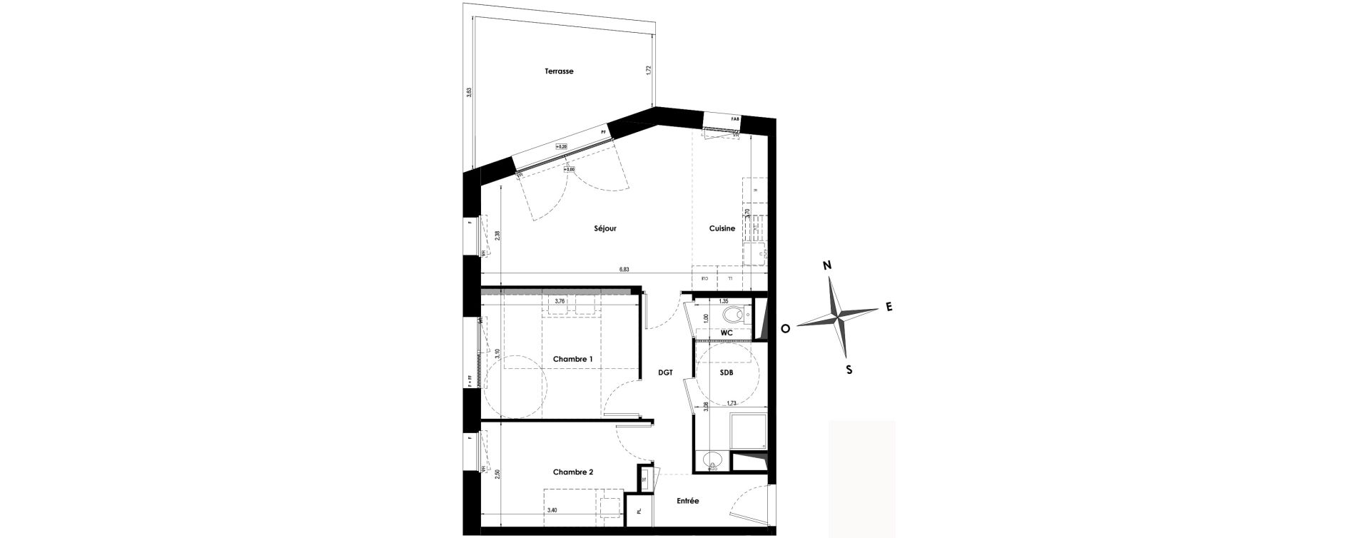 Appartement T3 de 59,00 m2 &agrave; Angers Les capucins