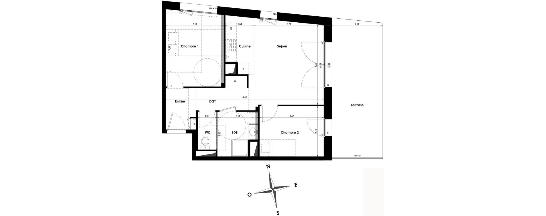 Appartement T3 de 57,26 m2 &agrave; Angers Les capucins