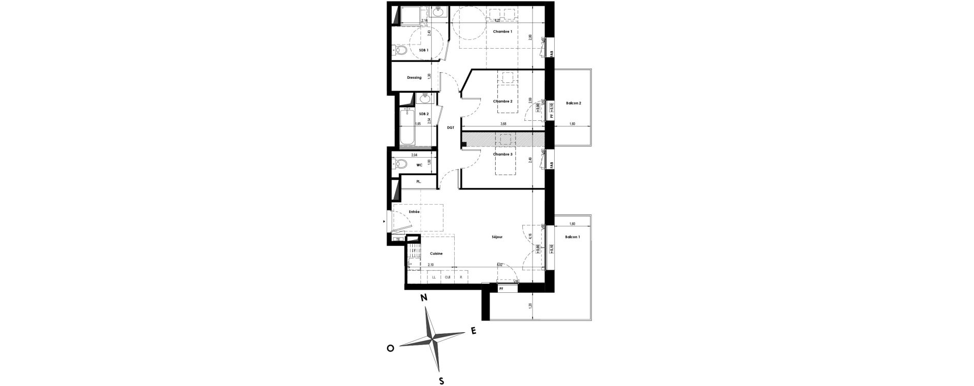 Appartement T4 de 78,15 m2 &agrave; Angers Les capucins