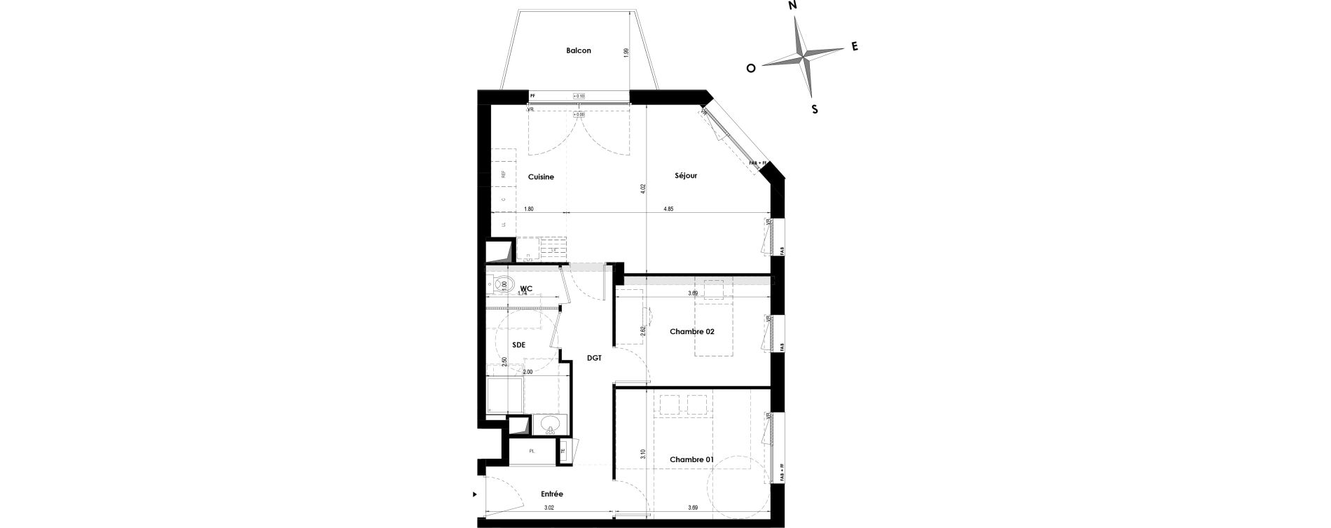 Appartement T3 de 61,46 m2 &agrave; Angers Les capucins