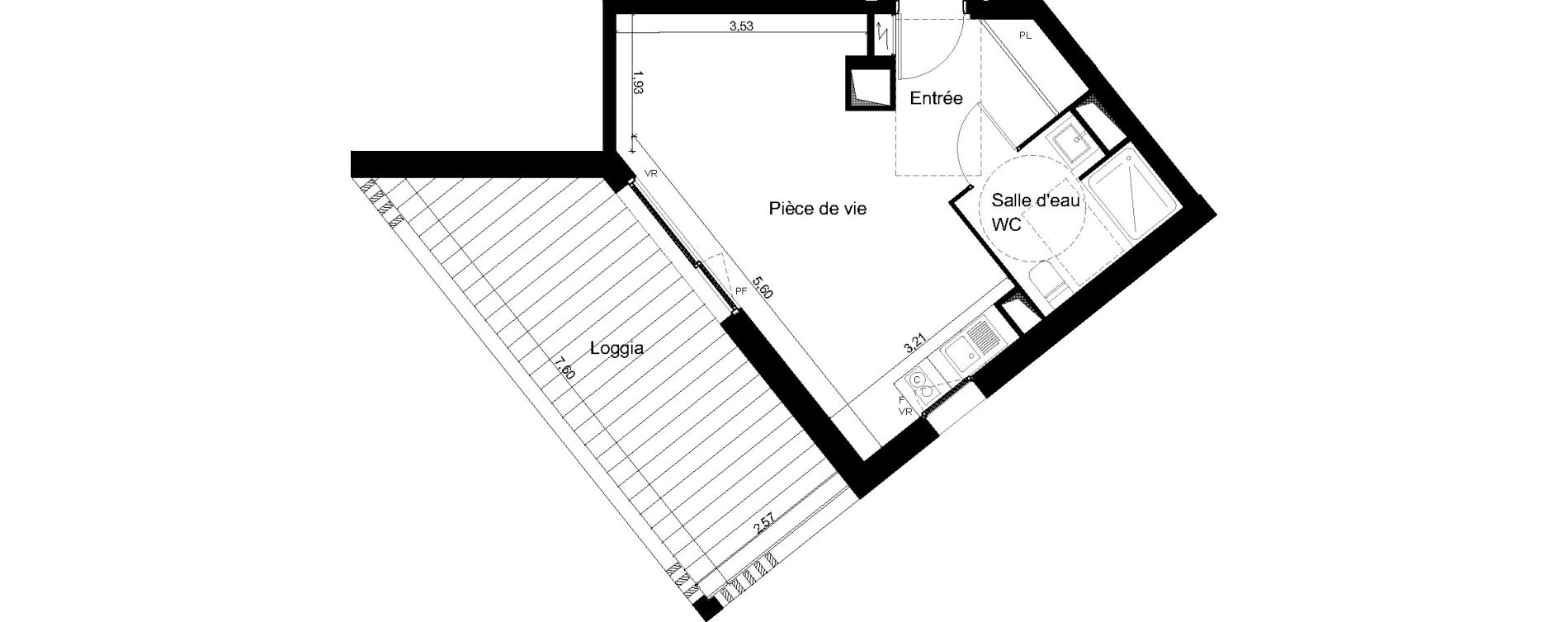 Appartement T1 de 30,40 m2 &agrave; Angers Les capucins