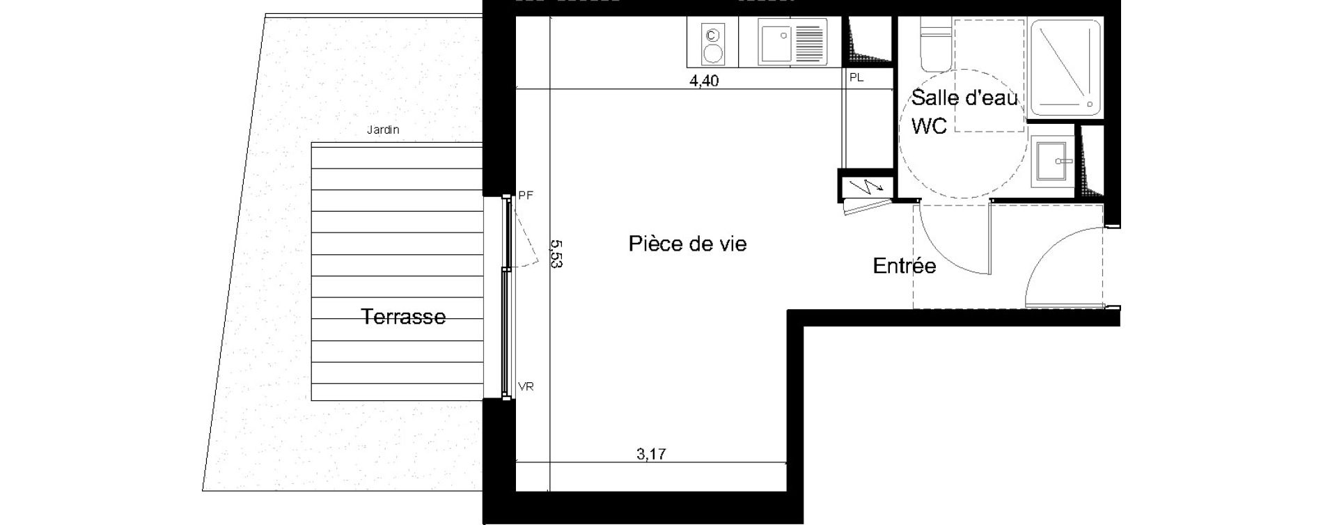 Appartement T1 de 29,20 m2 &agrave; Angers Les capucins